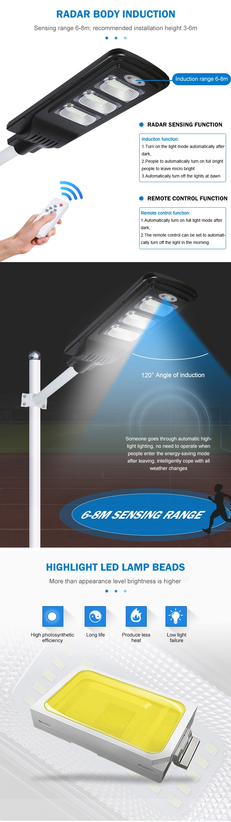 2 Years Warranty High Quality IP65 Waterproof Outdoor 20W 40W 60W 80W All in One Solar LED Street Lights