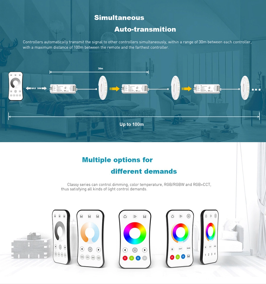 1 Zone Brightness Dimming Touch Ultrathin Wheel RF Wireless Remote Control Switches for LED Lights