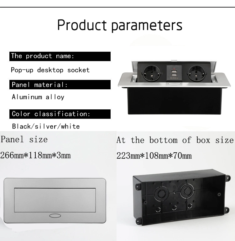 Has Two EU Dual USB Power Plugs for Pop-up Desktop Sockets