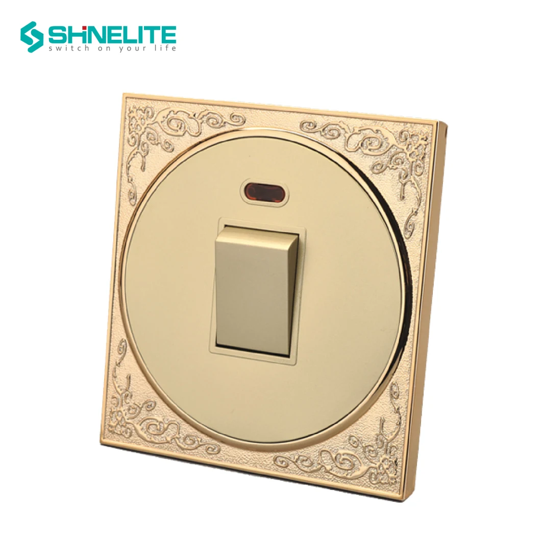 High Quality PC Round Button 10A 2 Gang 2 Way Switch Wall Light Switch