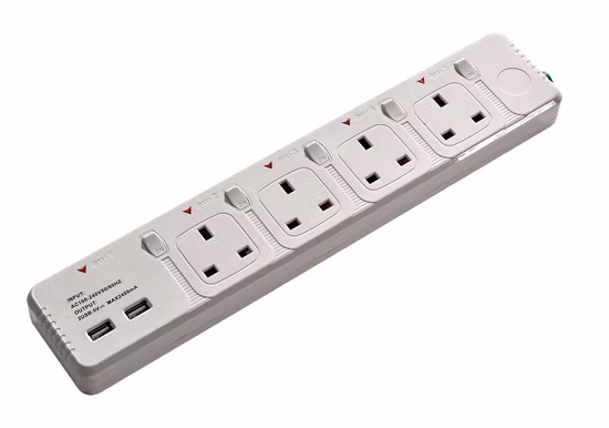 Двойная удлинительная розетка UK Outlet с USB-портами для зарядки